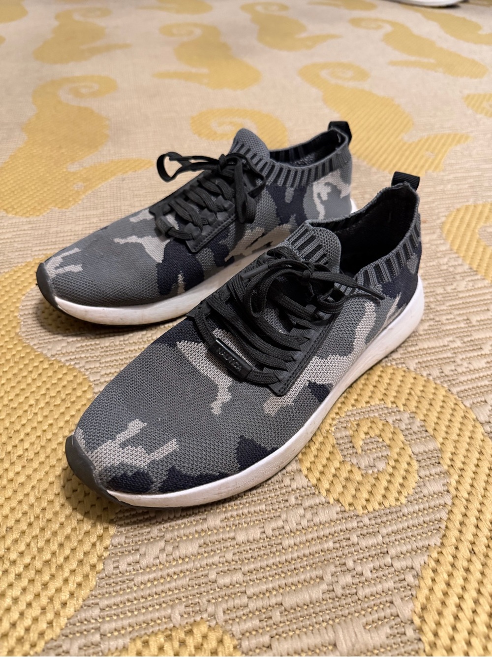 Nautica women Gray and Black Knit Camouflage Slip-On Sneakers